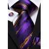 Dubulle Mens Floral Silk Tie for Men Gold Purple Striped
