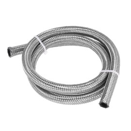 X AUTOHAUX Car Stainless Steel Braided Mesh Hose 3.3ft 3/8" AN6 Fuel Hose Line