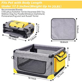 GENORTH Dog Car Seat for Small Dogs,Deluxe Foldable and Washable Pet/Puppy Car Seat Under 20 lbs,Dog Booster Seats for Car with Mat,Storage Pocket and Dual Clip-On Safety Leash