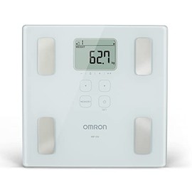 Omron Báscula Digital Corporal para Niños y Adultos, Medición Precisa de Peso y Grasa con 6 Indicadores, Color Blanco, Tecnología Única