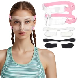 AF01B Women Nose Guard for Broken Nose Adults Adjustable Basketball Soccer Sports Face Shield Mask with Foam Padding for Youths Teens (Pink Open)