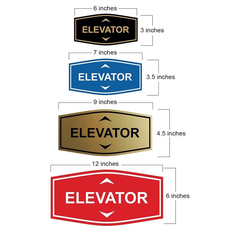 Fancy Elevator Up & Down Arrows Sign (Brushed Gold) -