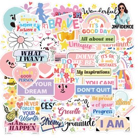 50 Pcs Motivational Vision Board Stickers, Cute Inspirational Quotes Positive Affirmations Designs Sticker, Vision Board Supplies for Goal Setting Confidence Personal Growth Success