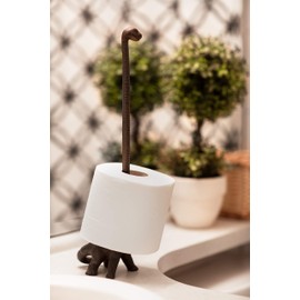 Paper Towel Holder or Free Standing Toilet Paper Holder- Cast Iron Dinosaur Paper Holder - Bathroom Toilet Paper Holder or Stand Up Paper Towel Holder - Rustic Brown w/Vintage Finish by Comfify