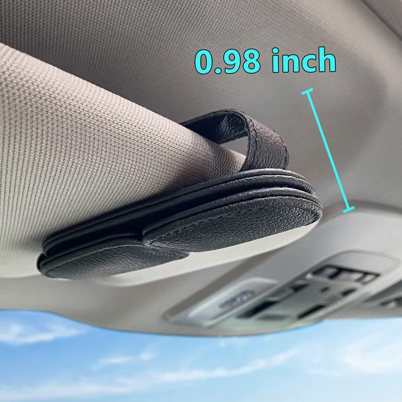 Visonx Sunglass Holder for Car Visor Clip, Magnetic Leather Eyeglass