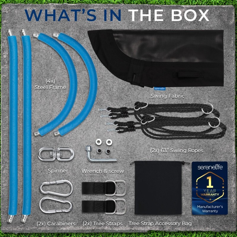 SereneLife 67 in Oval Platform Swing w/ Hang Kit Indoor/Outdoor