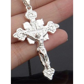 Fashion Jewelry large JESUS CRUCIFIX CROSS pendant 24" Sterling Silver 925 necklace  men female
