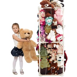 INFTOYCO Large Stuffed Animal Storage Zoo Cage Holder, Upgradation PVC Stuffed Animal Storage Organizer, Space Saving Plush Toys Zoo Holder, for Kidroom Playroom, White