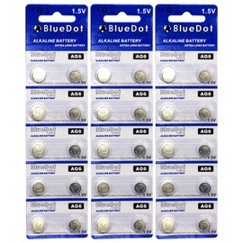 BlueDot Trading AG6 1.5 Volt Alkaline Button Cell Batteries for Car Key remotes, Calculators, Watches, and Other Small Electronics, Quantity 30 Batteries