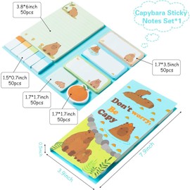 Don't Worry Be Capy Post it Notes, Teacher Appreciation Gifts, Cute Sticky Notes Set，Capybara Stationery Set Writing Memo Pads School Office Supplies for Home, Office, Notebook, 550 Sheets