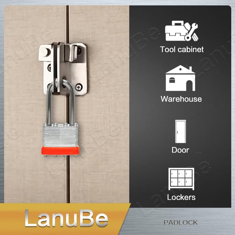 LanuBe Lock Laminated keyed Padlock (1-9/16", 40mm), keyed Alike Locks,