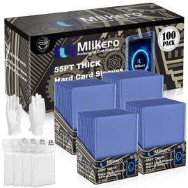 100 Count 55pt Card Sleeves Hard Plastic, 55pt Hard Card Sleeves with 100 Count 55pt Clear Soft Sleeves, 3"x4" Baseball Card Protectors Hard Plastic Perfect for 55pt Baseball Cards, Football Cards