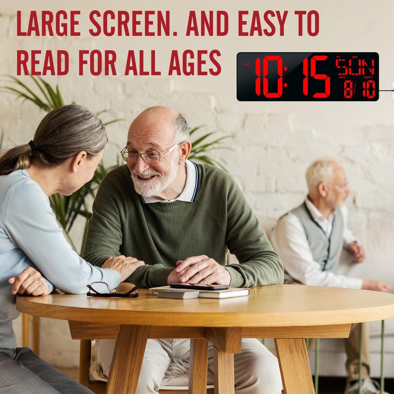 TXL TXL16.5 Digital Wall Clock Large Display, LED Wall Clock