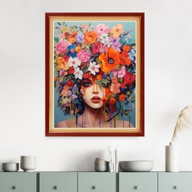 DMCVIVR Stamped Cross Stitch Kits for Adults Beginners Embroidery Kits 11CT Needlepoint Kits Cross Stitch Patterns Embroidery Patterns-Magic Flower Girl 16x20 inch