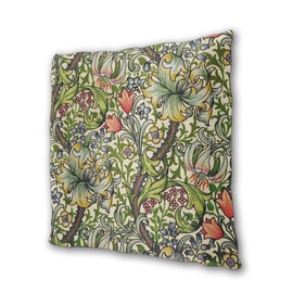 Art Fan-Design Cushion Cover William Morris Golden Lily Vintage Floral Set of 2 Square Throw Pillow Case Sham Home for Sofa Chair Couch/Bedroom Decorative Pillowcases