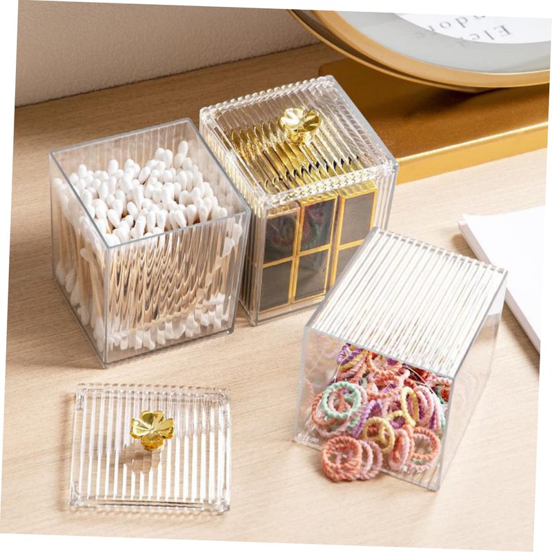 CAXUSD 2pcs Cotton Pad Holder Transparent Cosmetic Organizer for Makeup