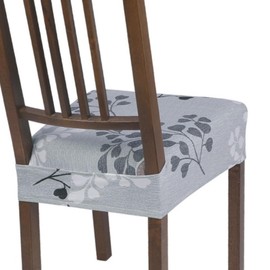 SearchI Stretch Dining Chair Seat Covers Set of 6, Soft Removable Washable Seat Covers for Dining Chairs, Dining Room Seat Cover Protector (Rear-Covered, Leaf Pattern)