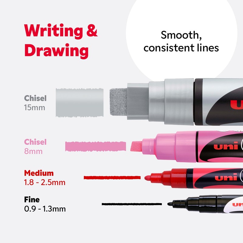 uni-ball Chalk Marker, Medium Bullet Tip, Assorted Colours (9-Pack)