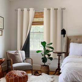 BGment Thermal Insulated 100% Blackout Curtains 63 Inch Length 2 Panels, Total Light Blocking Curtains for Bedroom, Grommet Window Drapes with Thick Black Liner, 42 Inch Wide Each Panel, Champagne