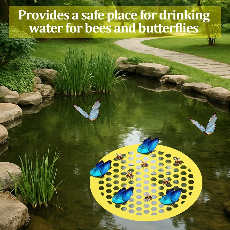 YFANITI 2 Pack Floating Bee Island,Round Floating Bee Watering Station-