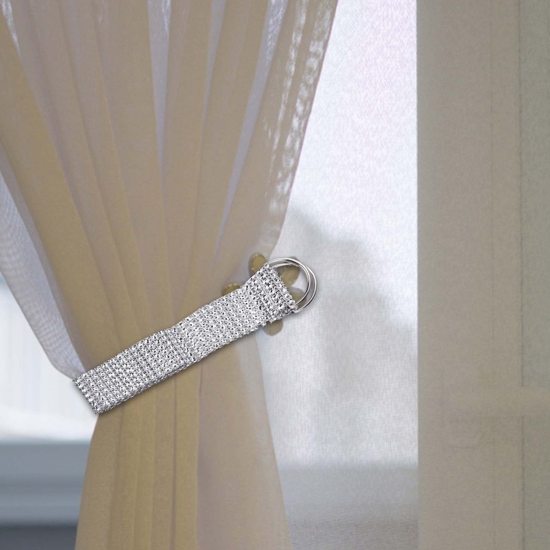 2pcs Crystal Rhinestone Diamond Curtain Tie Backs,Modern Simple Style Drape