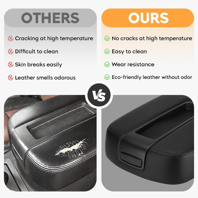 Black Center Console Cover Armrest Lids with Base for 07-13