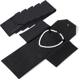 Kenning 6 Pcs Velvet Necklace Jewelry Display Folder Customize Travel Jewelry Organizer Pearl Necklace Pouches Jewelry Gift Bags Travel Necklace Holder, black