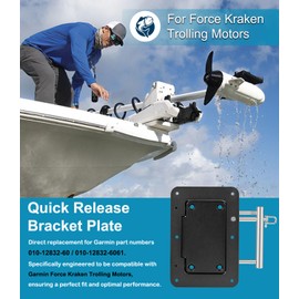 010-12832-60 Quick Release Bracket Plate Mount System Replacement for Garmin Force Kraken Trolling Motor, 010-12832-60 Marine-Grade Aluminum Bracket - Black