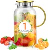 Honeydak 1 Gallon/128 oz Glass Pitcher with Lid and Handle,
