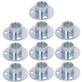 Yinpecly 10Pcs M10 Brad Hole Tee Nut Blue Zinc Plated Carbon Steel Round Base Screw-in T-Nuts Furniture Hardware Flange Insert Mounting for Furniture Installation