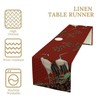 Chinoiserie Crane Table Runner, Asian Japanese Crane Pine Tree Branchs