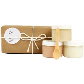 Bare Botanics Body Scrub Gift Set  Gentle Exfoliator  Super Moisturizer  Includes a Wooden Spoon  All Natural, No Synthetic Fragrances, No Nut Oils,  