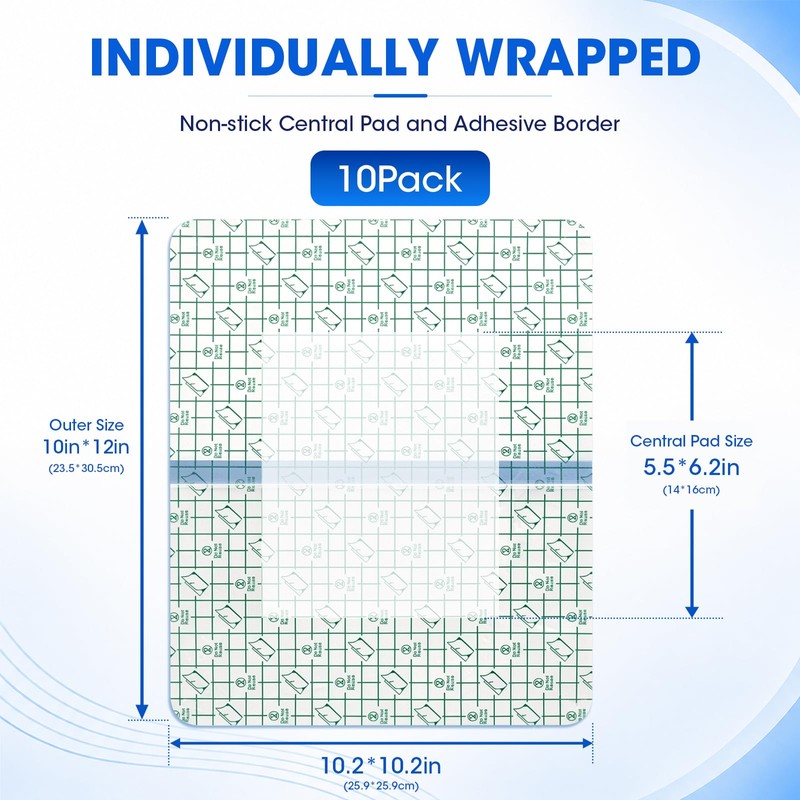 10"x12" Dialysis Catheter Shower Cover, 10 Pcs