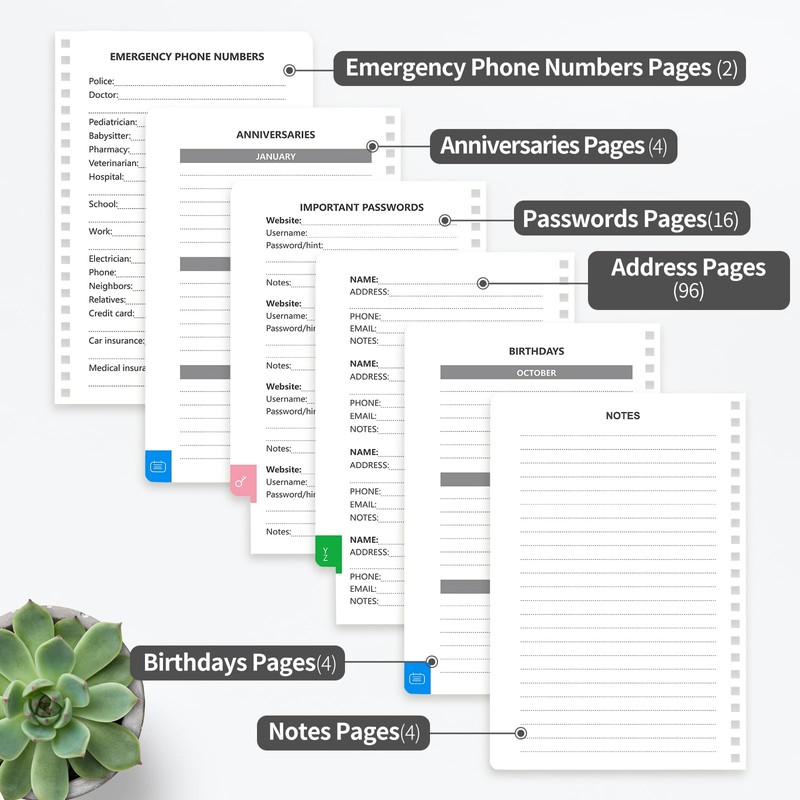 Address Book with Alphabetical Tabs-Address and Password Book for Seniors