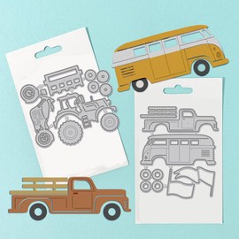 WADORN Cutting Dies with Automotive, 2 Pieces, Metal Cutting Dies for Cars, Embossing Stencils, Elegant Farm Truck, Metallic Cutting Dies, Metal Stencils, Template for Card Making