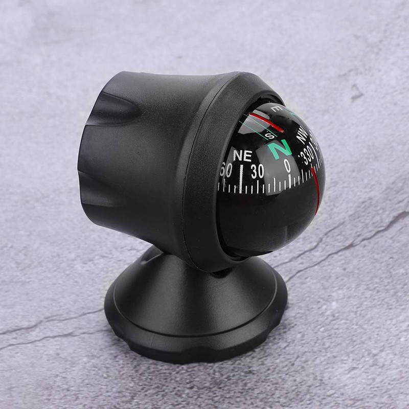 Akozon Marine Compass, Black Adjustable Plastic for Boat, Car, Truck,