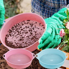 liuer Garden Sieve, 2 Pieces Throw-Through Sieve for Soil, Garden Sieve Floor Sieve Sand Sieve Plastic Garden Stone Sand Soil Seedling Mesh Sieve Garden Sieve Ground Sieve Gardening Tools Garden Tool