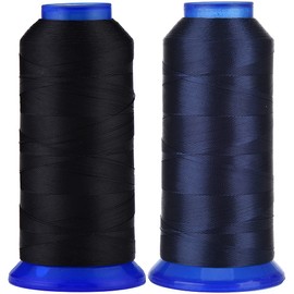 Selric [3000Yards/Black+Navy Blue] Pack of 2 UV resistant High Strength Polyester Thread #69 T70 Size 210D/3 for Upholstery, Outdoor Market, Drapery, Beading, Purses, Leather