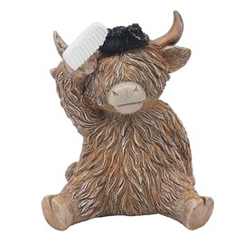 Lesser & Pavey Happy Highland Cow Boy Quiff Dekofiguren und Ornamente für Wohnzimmer und Büro, Deko-Accessoires, Statuen für drinnen und draußen, schönes Geschenk für Damen und Herren