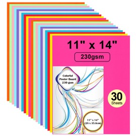 30 Pcs 11" x 14" Poster Board Paper ROOKEA Colorful Poster Board Bulk 230 GSM Thick Vision Boards Blank Smart Poster Board for School Arts Craft Projects Drawing Scrapbooking Graphic