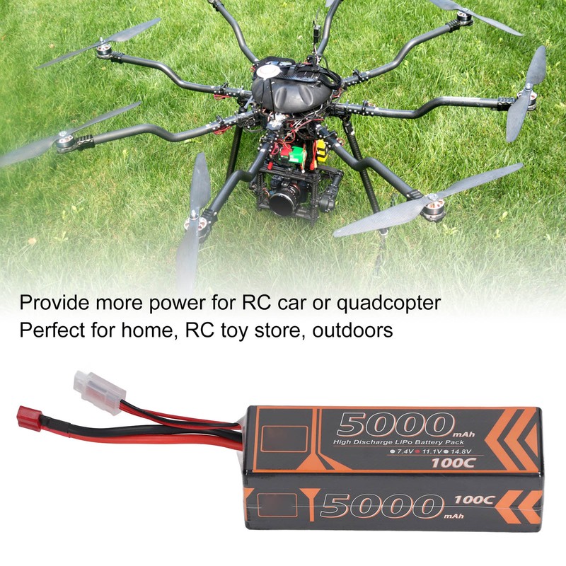 11.1V 5000mAh 100C 3S LiPo Battery with T Shaped Red