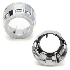 iJDMTOY Pair 2.5 Size Chrome Finish Decoration Shroud Bezels w/Decorative Ring Trims ONLY, Compatible with 2.5-Inch Mini H1 Bulb Size Optical Projectors