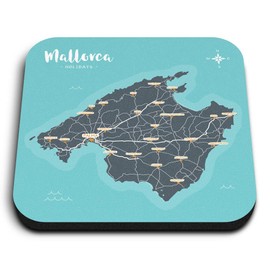 1x Square MDF Magnet 5cm - Mallorca Holidays Compass Map - Fridge Locker Office Whiteboard Toolbox #60412