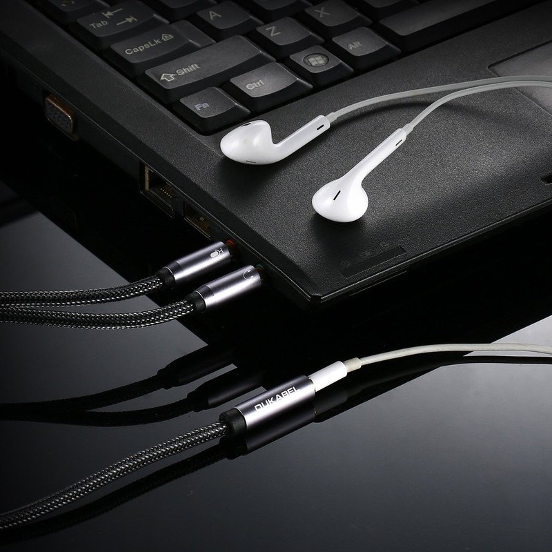 DUKABEL Headset Splitter Cable, DUKABEL Gold-Plated & Strong Braided Y