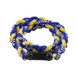 MapofBeauty 18" Sport Two Colors Three Braided Rope Tornado Necklace (Royal Blue/Yellow)