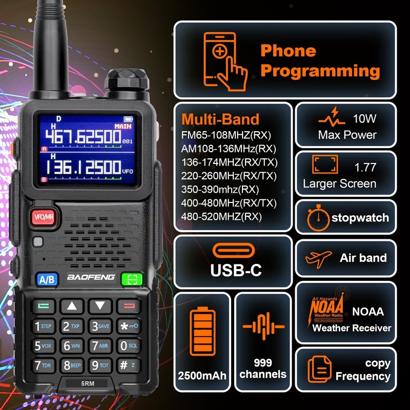 BAOFENG 5RM 10W Long Range Ham Radio with TIDRADIO Portable
