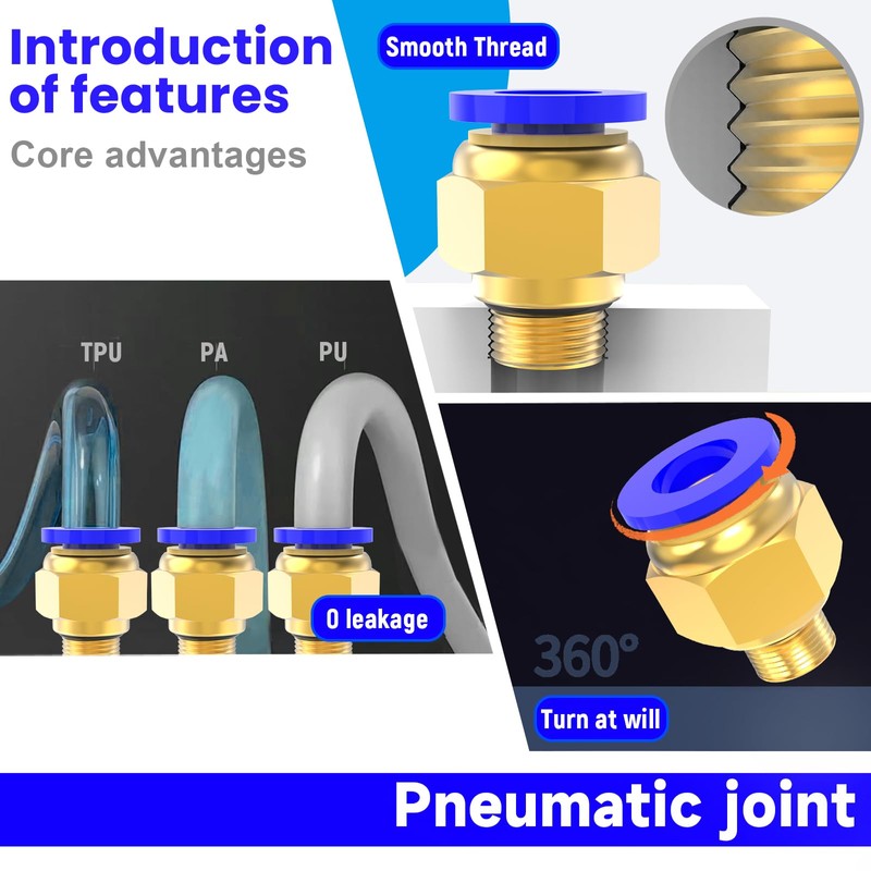 EterMutable 30Packs 6MM OD Tube x M6 Thread Blue Straight