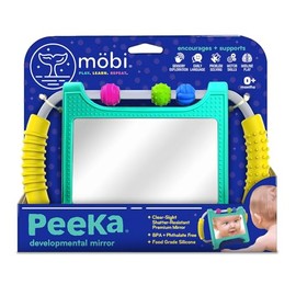 Mobi Peeka Activity Toy - Tummy Time Baby Mirror, Food Grade Silicone Montessori Toys, Shatterproof Mirror for Babies, BPA and Phthalate Free - for 0-