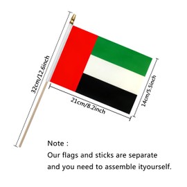 TSMD United Arab Emirates UAE Stick Flag Small Mini Hand Held Flags,5x8 Inch,12 Pack