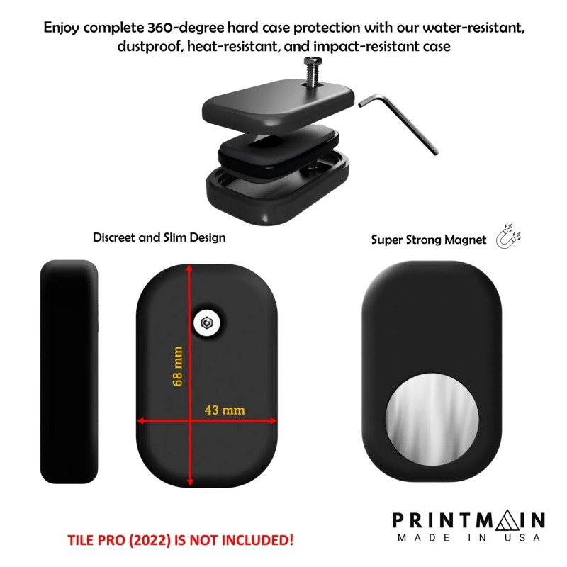 Printmain Tile PRO Car Tracker Case for Vehicles Tile Pro